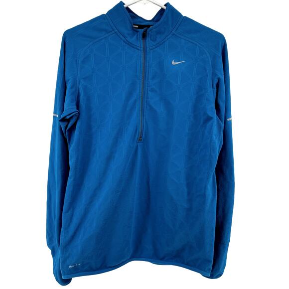 Nike Dri-Fit Sweatshirt Top Fleece Half-Zip Athletic Activewear Pullover Blue M - Picture 1 of 6